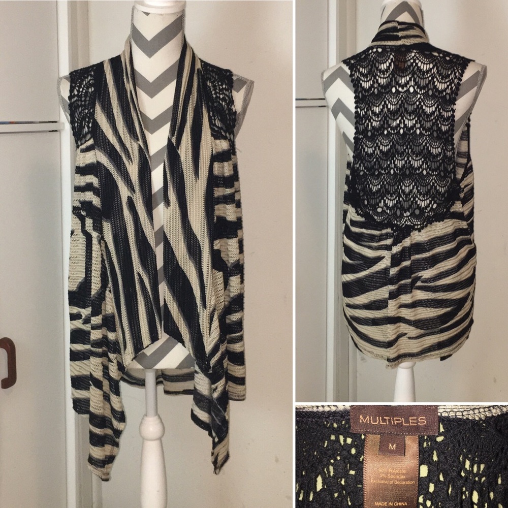 Multiples | Open Front Waterfall Lace Cardigan - image 1